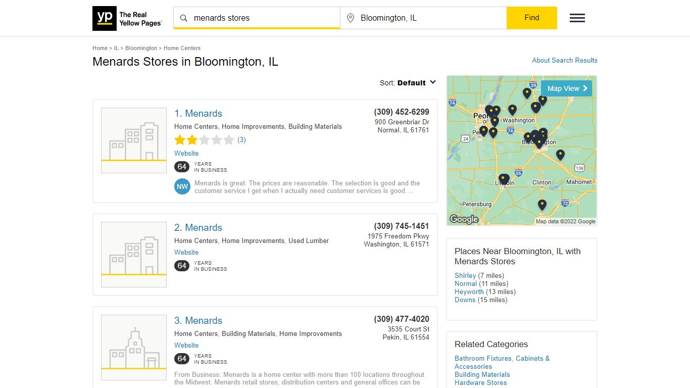 Menards Stores Locations & Hours Near Bloomington, IL - YP.com