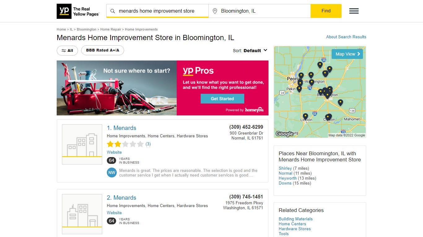 Menards Home Improvement Store in Bloomington, IL - Yellow Pages